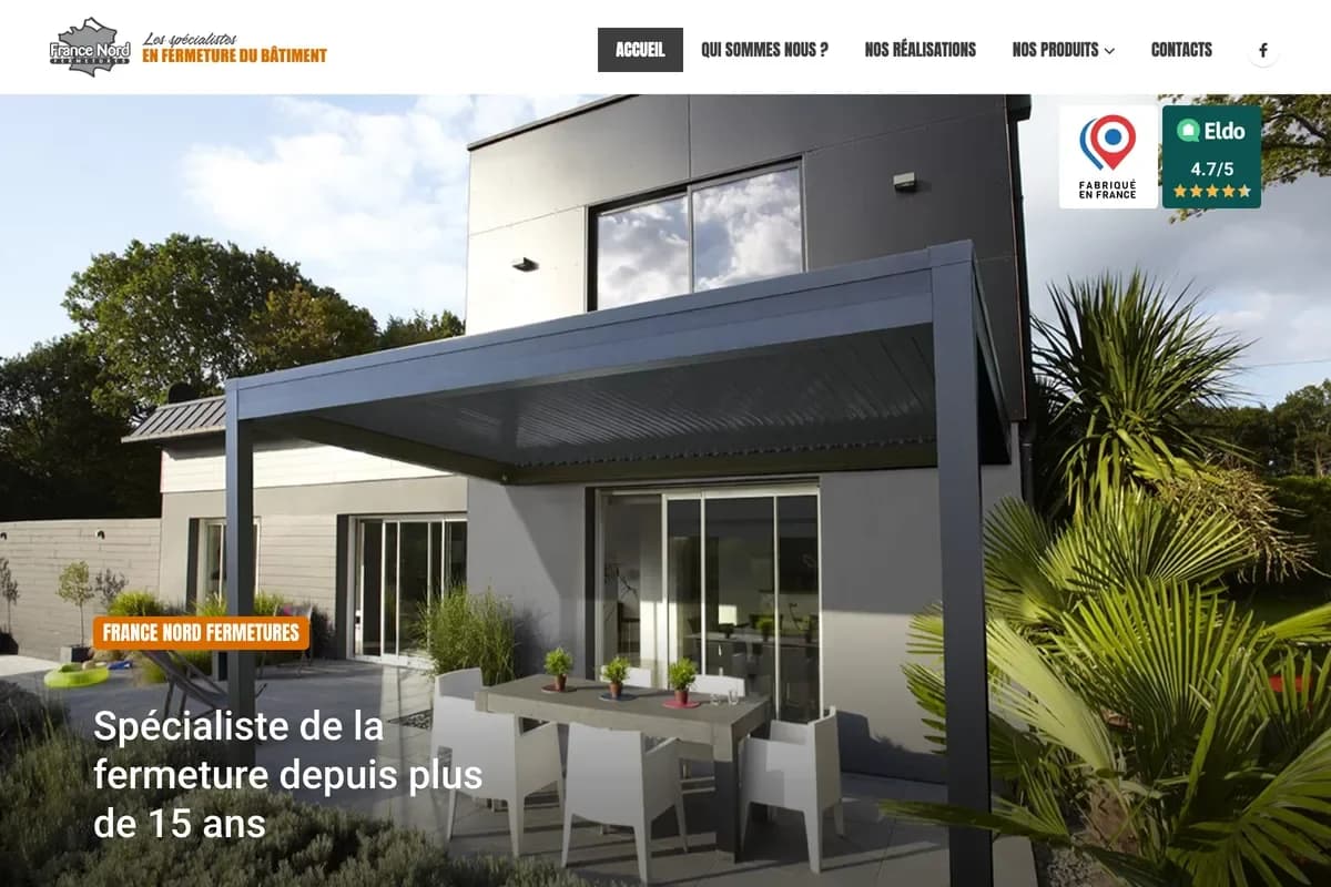 Aperçu du site web francenordfermetures.fr réalisé par HD Media
